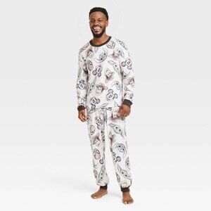 Men's Disney 100 Character Mash up 2pc Matching‎ Family Pajama Set - White L